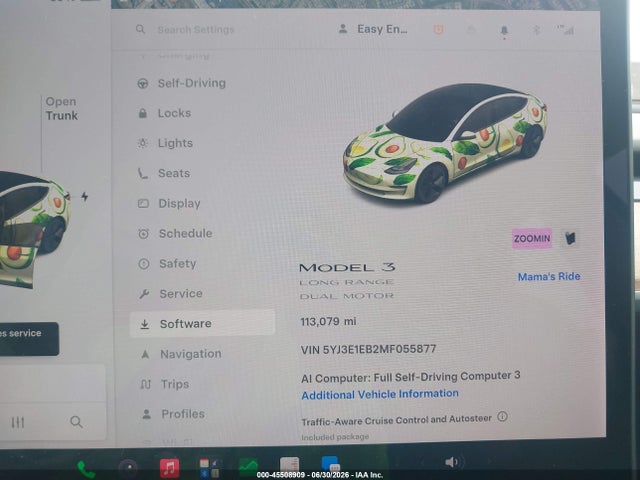 Aukcja sprzedaży 2021 Tesla Model 3 Long Range Dual Motor All-wheel Drive, vin: 5YJ3E1EB2MF055877, numer aukcji: 45508909
