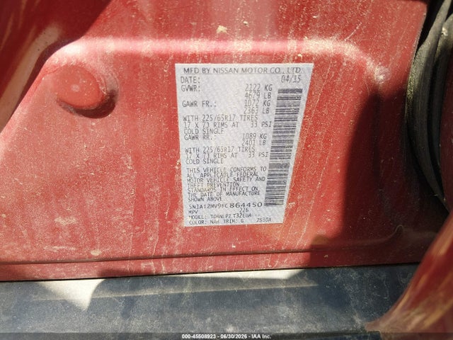 45508923 :رقم المزاد ، 5N1AT2MV9FC864450 vin ، 2015 Nissan Rogue S/sl/sv مزاد بيع