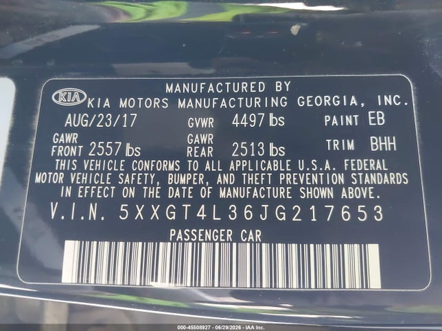 KIA Optima Lx 2018 5XXGT4L36JG217653 Image 9