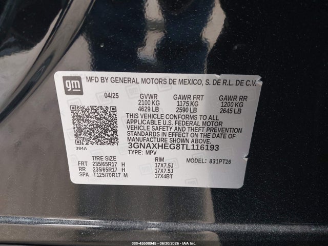3GNAXHEG8TL116193 Chevrolet Equinox Fwd Lt