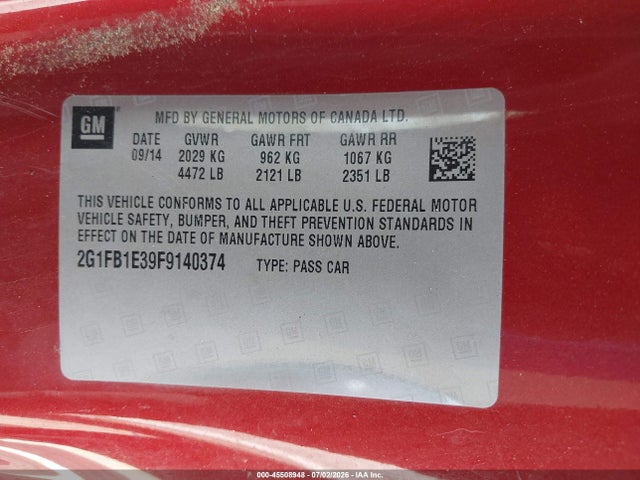 Chevrolet Camaro 2ls 2015 2G1FB1E39F9140374 Image 9
