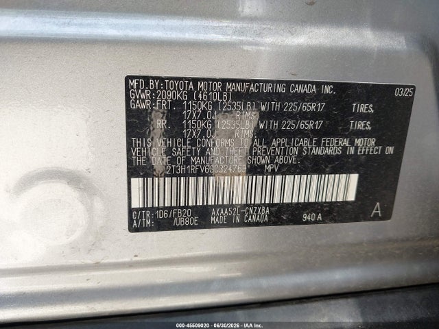 Продажа на аукционе авто 2025 Toyota Rav4 Le, vin: 2T3H1RFV6SC324769, номер лота: 45509020