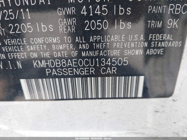 Aukcja sprzedaży 2012 Hyundai Elantra Touring Gls, vin: KMHDB8AE0CU134505, numer aukcji: 45509025