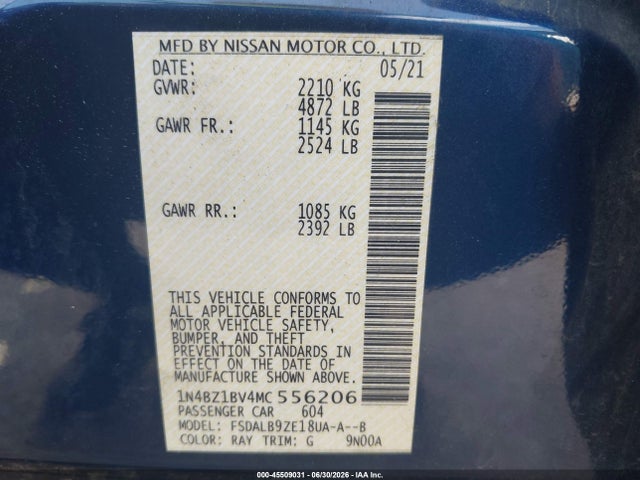 1N4BZ1BV4MC556206 Nissan Leaf S Plus 62 Kwh