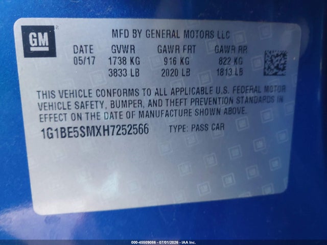 Chevrolet Cruze Lt Auto 2017 1G1BE5SMXH7252566 Image 9