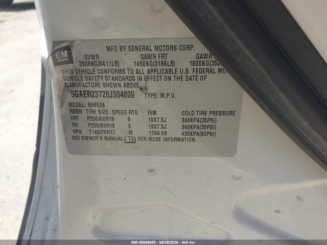 Aukcja sprzedaży 2008 Buick Enclave Cxl, vin: 5GAER23728J304809, numer aukcji: 45509088