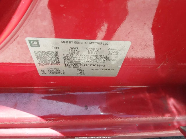 GMC SIERRA 1500 2018 1GTV2LEH1JZ303642 Image 9