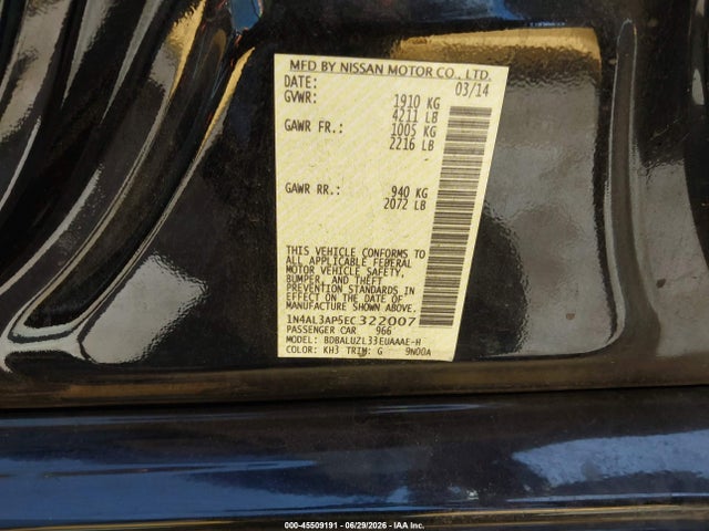 Nissan Altima 2.5 Sv 2014 1N4AL3AP5EC322007 Image 9