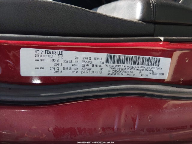1C4RDHAGXFC784510 Dodge Durango Sxt