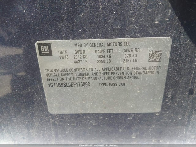 Продаж на аукціоні авто 2014 Chevrolet Malibu 1ls, vin: 1G11B5SL9EF176898, номер лоту: 45509283