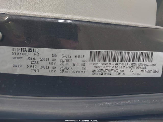 Dodge Grand Caravan Se 2017 2C4RDGBG3HR780656 Image 9