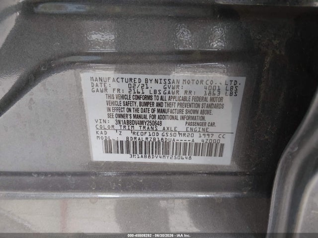 3N1AB8DV4MY250648 Nissan Sentra Sr Xtronic Cvt