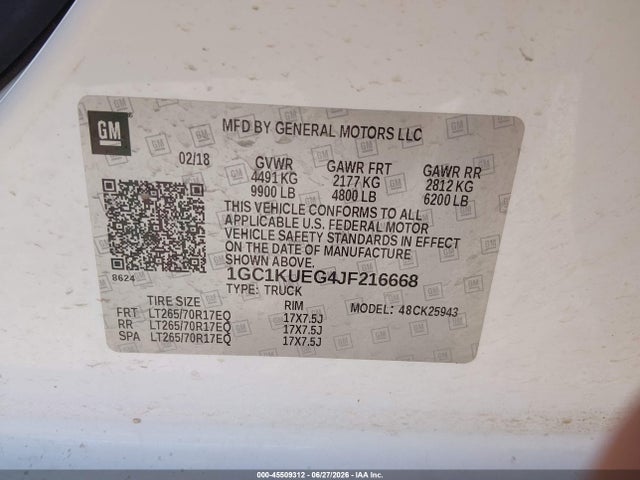 1GC1KUEG4JF216668 Chevrolet Silverado 2500hd Work Truck
