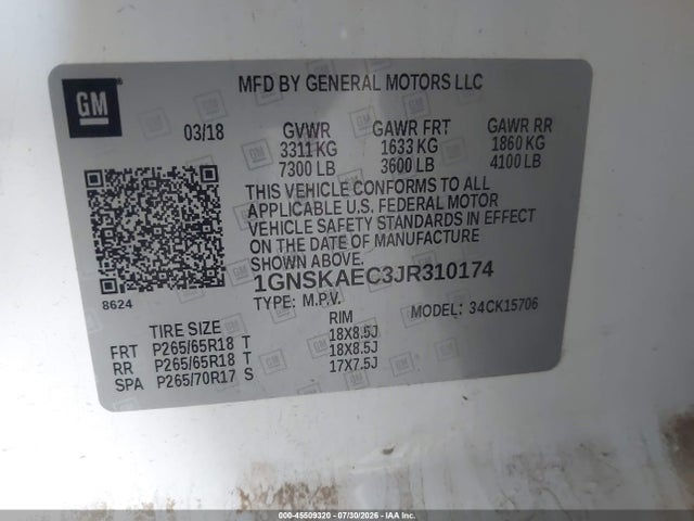 Chevrolet Tahoe Ls 2018 1GNSKAEC3JR310174 Image 9
