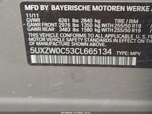 Продаж на аукціоні авто 2012 Bmw X5 Xdrive35d, vin: 5UXZW0C53CL665134, номер лоту: 45509356