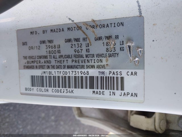 2013 Mazda Mazda3 I Sv მანქანა იყიდება აუქციონზე, vin: JM1BL1TF0D1731968, აუქციონის ნომერი: 45509393