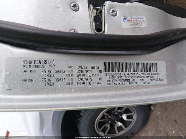 Aukcja sprzedaży 2016 Ram 1500 Rebel, vin: 1C6RR7YTXGS407835, numer aukcji: 45509405
