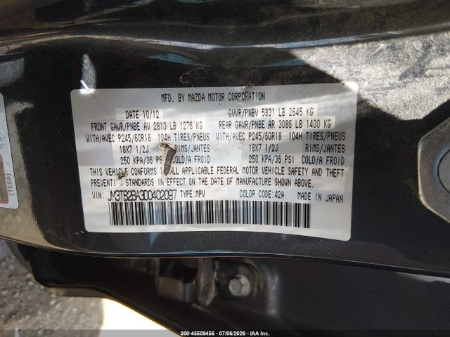 Aukcja sprzedaży 2013 Mazda Cx-9 Sport, vin: JM3TB2BA3D0402097, numer aukcji: 45509456