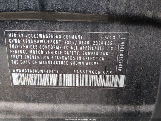 Продаж на аукціоні авто 2013 Volkswagen Gti Wolfsburg Edition, vin: WVWHD7AJ8DW140419, номер лоту: 45509499