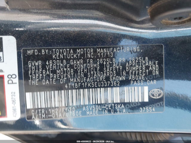 4T1BF1FK5EU337362 Toyota Camry Se Sport