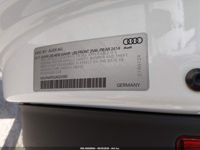 Aukcja sprzedaży 2018 Audi S5 3.0t Premium Plus, vin: WAUP4AF55JA024380, numer aukcji: 45509564