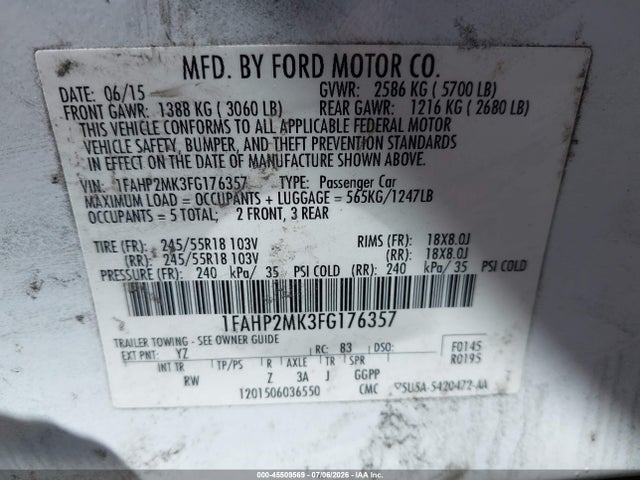 Ford Taurus 2015 1FAHP2MK3FG176357 Image 9