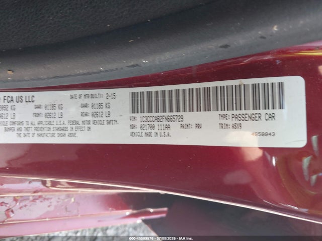 45509576 :رقم المزاد ، 1C3CCCAB2FN665729 vin ، 2015 Chrysler 200 Limited مزاد بيع