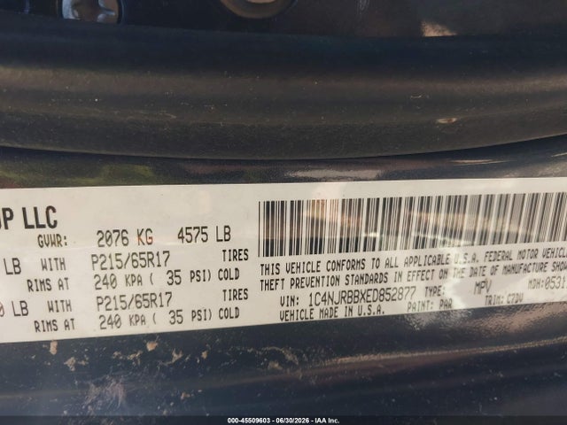 2014 Jeep Patriot Sport მანქანა იყიდება აუქციონზე, vin: 1C4NJRBBXED852877, აუქციონის ნომერი: 45509603