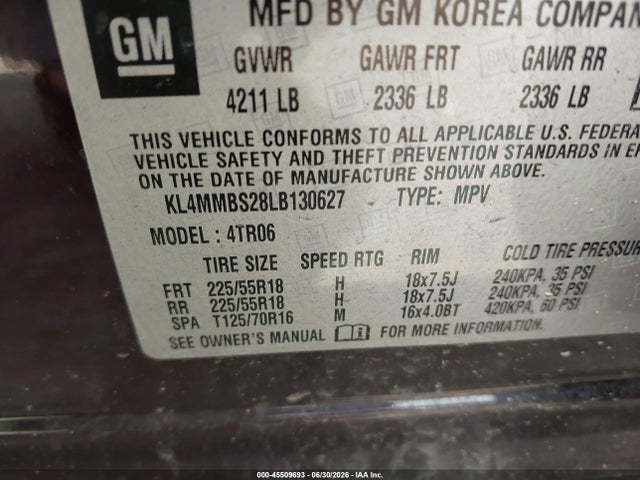 Aukcja sprzedaży 2020 Buick Encore Gx Fwd Preferred, vin: KL4MMBS28LB130627, numer aukcji: 45509693