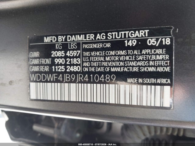 WDDWF4JB9JR410489 Mercedes-Benz C 300