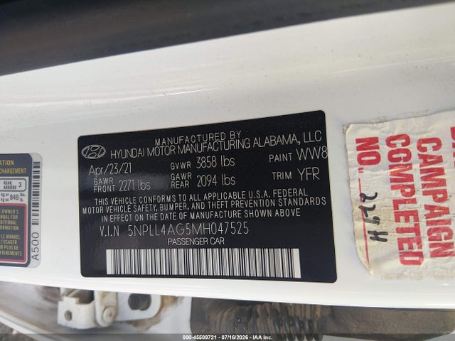 Продаж на аукціоні авто 2021 Hyundai Elantra Se, vin: 5NPLL4AG5MH047525, номер лоту: 45509721