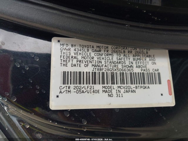 Продажа на аукционе авто 1999 Lexus Es 300, vin: JT8BF28G5X5066365, номер лота: 45509745