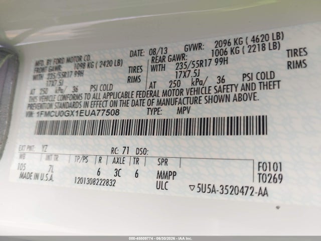 Ford ESCAPE SE 2014 1FMCU0GX1EUA77508 Image 9