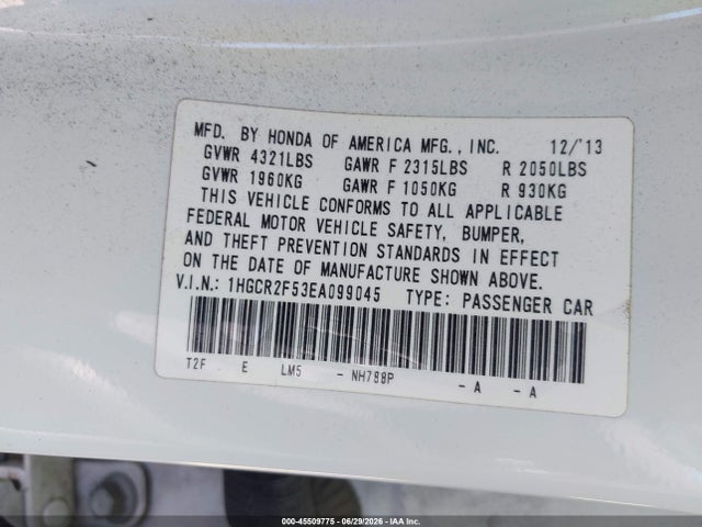 1HGCR2F53EA099045 Honda Accord Sport