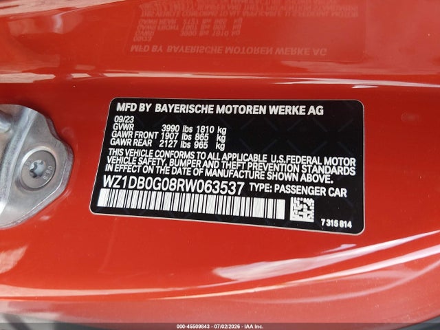 Продажа на аукционе авто 2024 Toyota Gr Supra 45th Anniversary Edition, vin: WZ1DB0G08RW063537, номер лота: 45509843