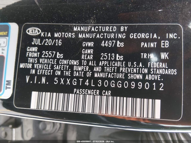 KIA Optima Lx 2016 5XXGT4L30GG099012 Image 9