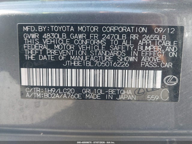 Продаж на аукціоні авто 2013 Lexus Gs 350, vin: JTHBE1BL7D5016226, номер лоту: 45509878