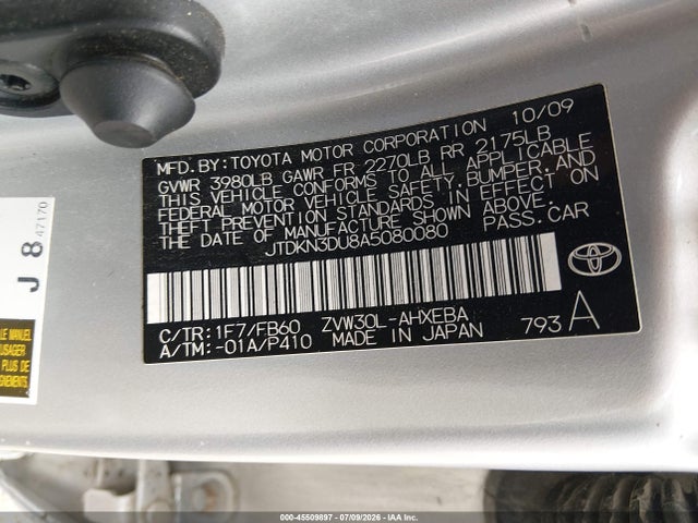 Продаж на аукціоні авто 2010 Toyota Prius Iii, vin: JTDKN3DU8A5080080, номер лоту: 45509897
