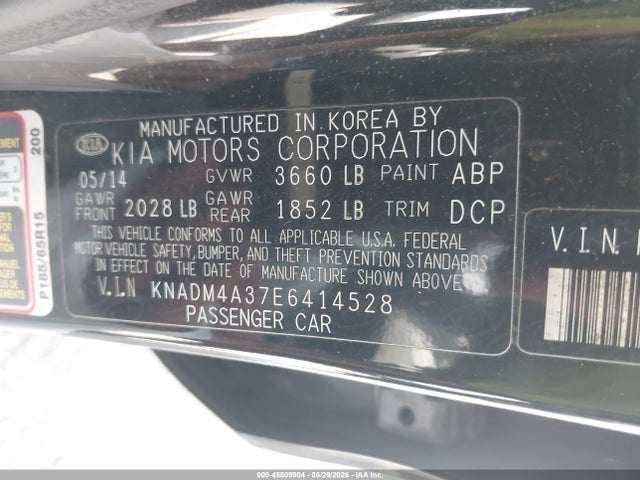Aukcja sprzedaży 2014 Kia Rio Lx, vin: KNADM4A37E6414528, numer aukcji: 45509904