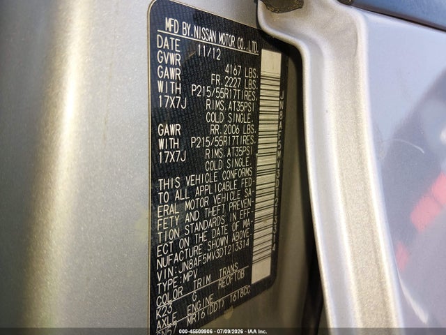 Продажа на аукционе авто 2013 Nissan Juke Sv, vin: JN8AF5MV3DT213314, номер лота: 45509906