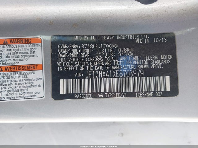 Auction sale of the 2014 Scion Fr-s, vin: JF1ZNAA1XE8703979, lot number: 45509919