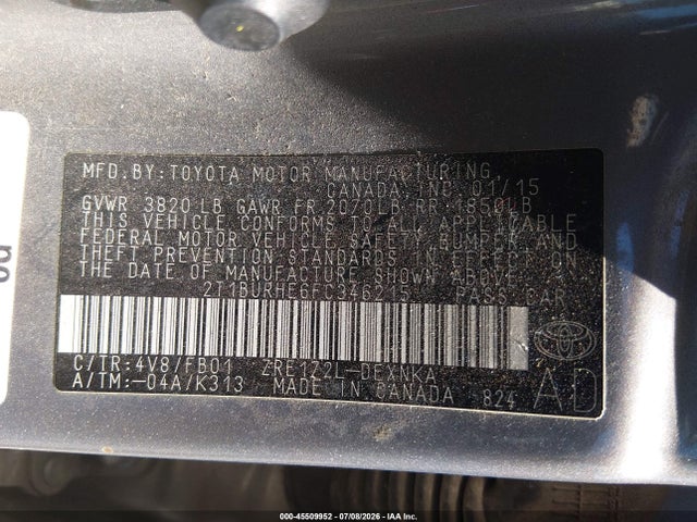 Toyota COROLLA LE 2015 2T1BURHE6FC346215 Image 9