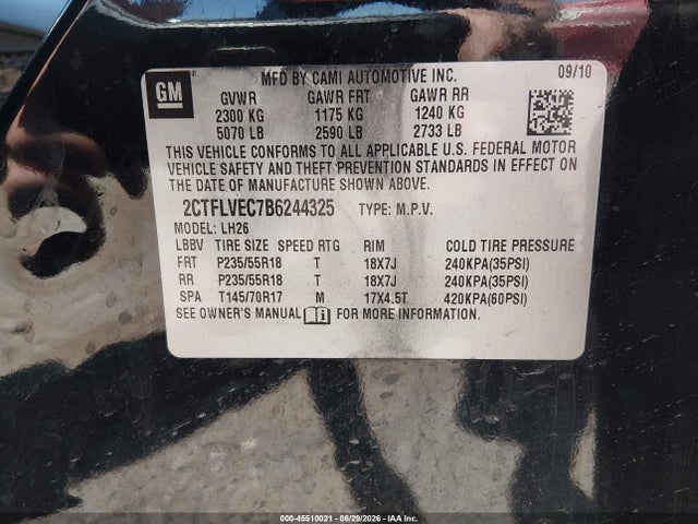 Продаж на аукціоні авто 2011 Gmc Terrain Slt-1, vin: 2CTFLVEC7B6244325, номер лоту: 45510021