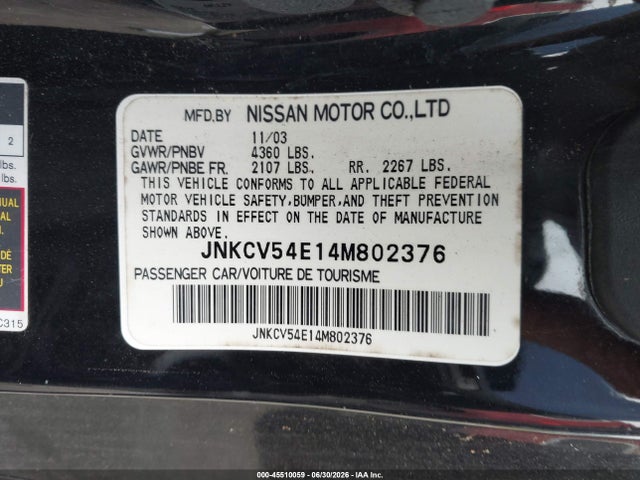 Продажа на аукционе авто 2004 Infiniti G35, vin: JNKCV54E14M802376, номер лота: 45510059