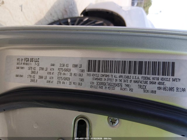 45511077 :رقم المزاد ، 3C6RR6KT0GG354976 vin ، 2016 Ram 1500 Express مزاد بيع