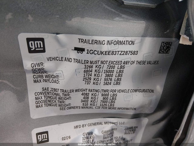 1GCUKEE83TZ287583 Chevrolet Silverado 1500 4wd Short Bed Rst