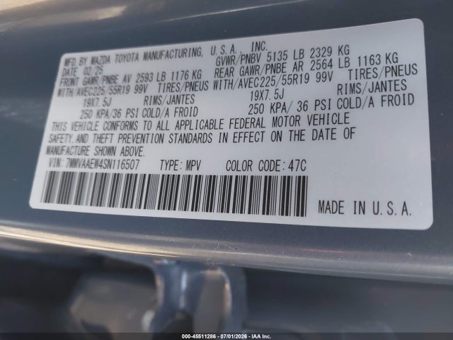 Продажа на аукционе авто 2025 Mazda Cx-50 Hybrid Premium Plus Package, vin: 7MMVAAEW4SN116507, номер лота: 45511286