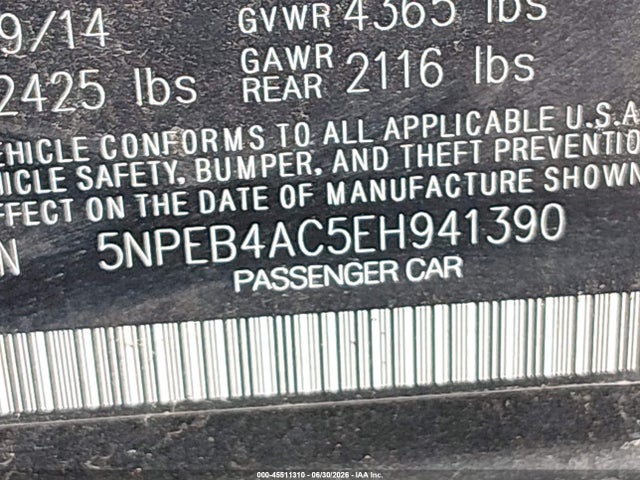 Hyundai SONATA GLS 2014 5NPEB4AC5EH941390 Image 9