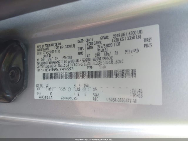 Ford F-150 Lariat/xl/xlt 2018 1FTEX1EP0JFA12273 Image 9