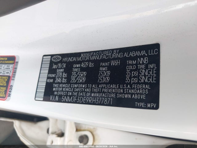 Hyundai TUCSON SEL 2024 5NMJF3DE9RH377871 Image 9